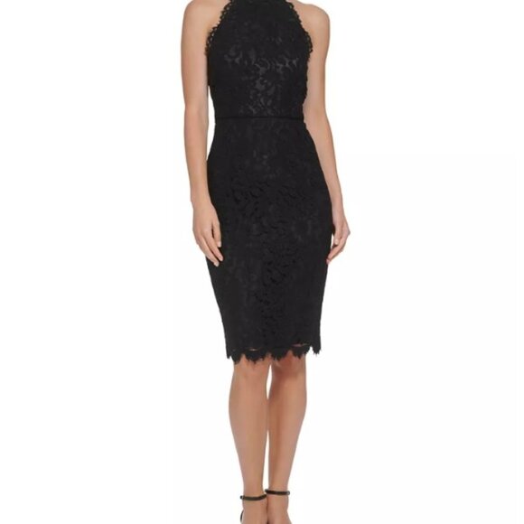 chinese dress ladies Eliza J Mock-Neck Lace Dress main image 1